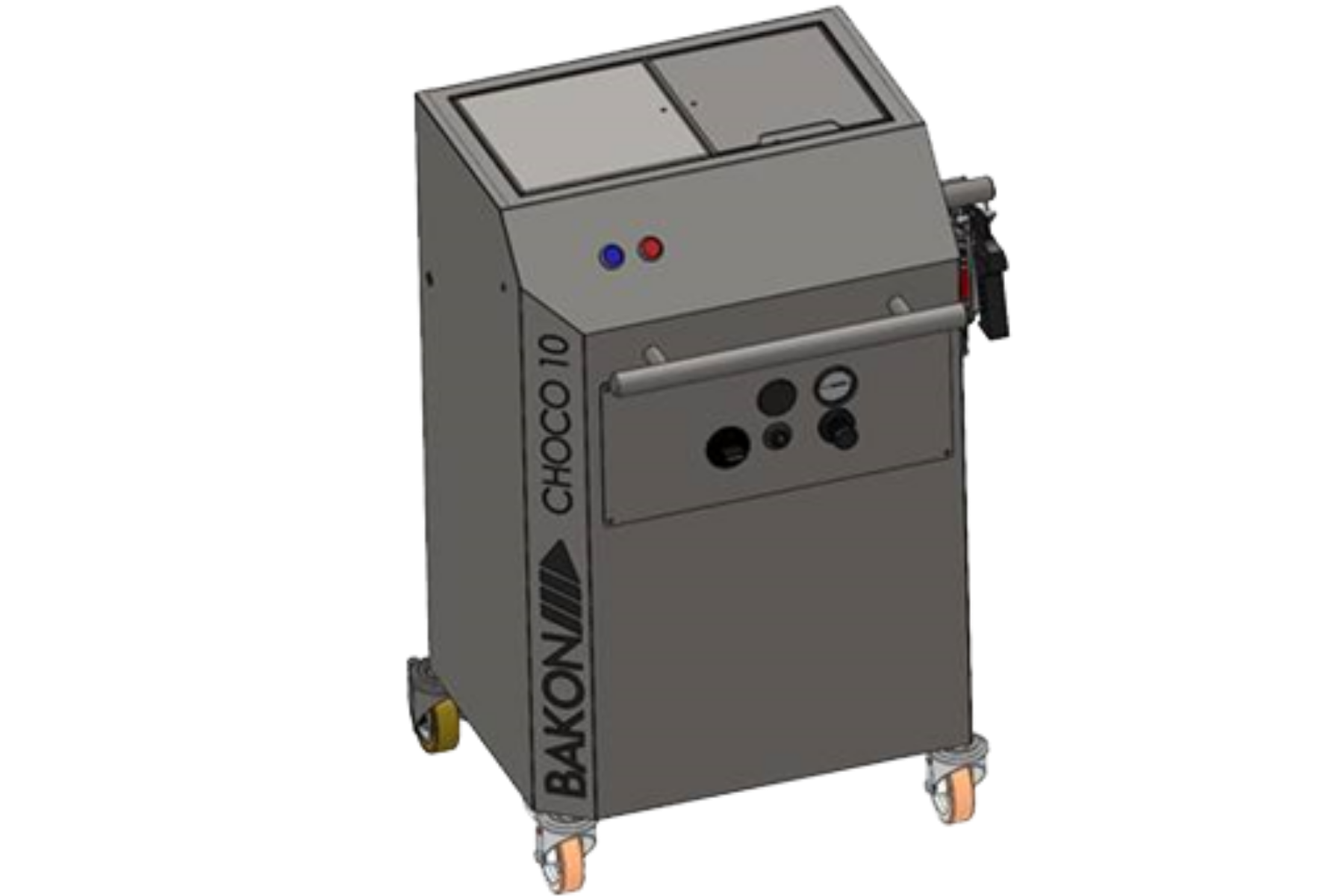 Pulvérisateur à chocolat CHOCODECORATOR. Machine chauffante permettant la dépose ou la pulvérisation du chocolat et du fondant. Possibilité de faire des lignes, rubans et glaçage d'éclair.