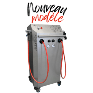 Nappeuse Jelly Easy 2. Machine à napper mobile sur roulette avec deux pistolets de pulvérisation.